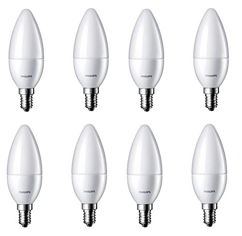 Philips 2.7-Watt 250-Lumen Frosted Candle E14 Base (Cool White, Pack Of 8) – Decorative, Ambience For Chandeliers, Wall Lights, Desk Lamps, Floor Lamps