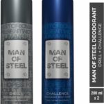 Denver Combo Of Man Of Steel Drill + Challenge Long Lasting Deodorant Spray  –  For Men(400 Ml, Pack Of 2)