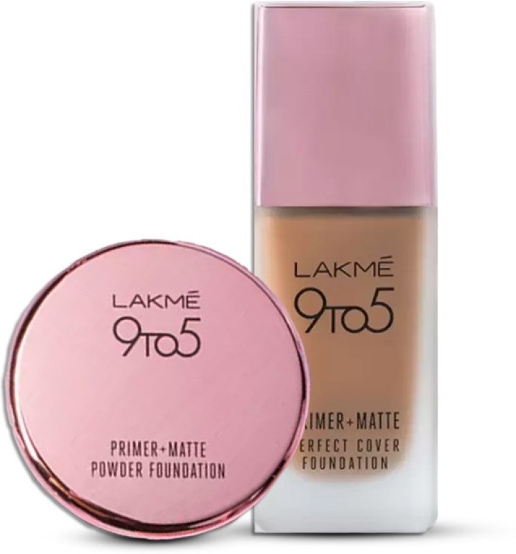 Lakmé 9 To 5 Primer+Matte Pwdr Compact Rose Silk + Perfect Cover Foundation Warm Beige(2 Items In The Set)