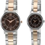 Timex Tw00Pr214 Brown Dial & Gold-Plated Watch Gift Set Analog Watch  – For Couple