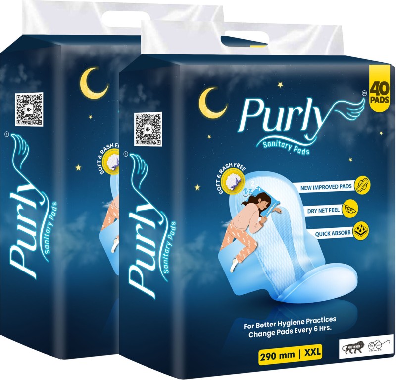 Purly �Pads For Heavy Flow,Ultimate Protection,Locks Odour&Wetness Xxl 290Mm(80 Pads) Sanitary Pad(Pack Of 80)