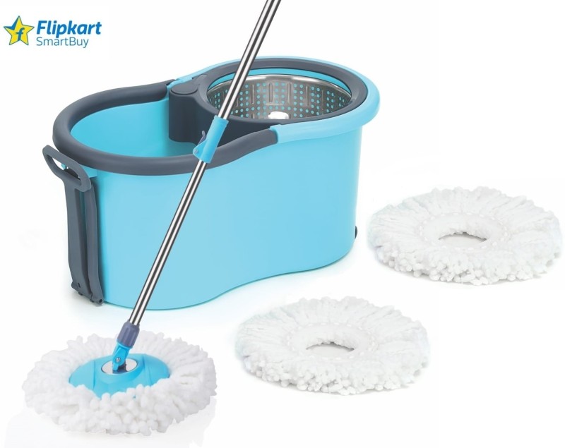 Flipkart Smartbuy Steel Sprinkler 3 Microfiber Refills Blue Color Mop Set(Multicolor)