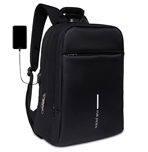 Fur Jaden Anti Theft Number Lock Backpack Bag With 15.6 Inch Laptop Compartment, Usb Charging Port & Organizer Pocket For Men Women Boys Girls (Black)