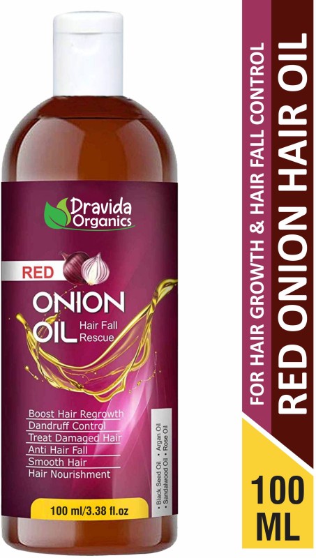 Dravida Organics Onion Hair Oil Nourishing Hair Fall Treatment With Real Onion Extract Intensive Hair Fall Dandruff Treatment Hair Oil(100 Ml)