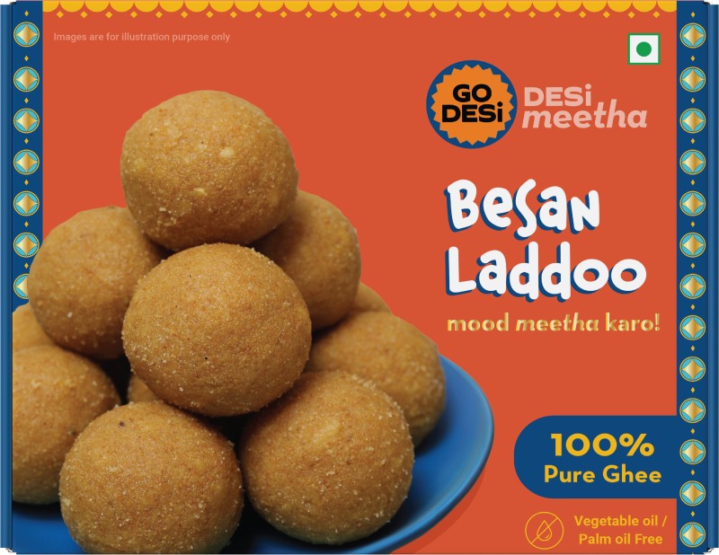 Go Desi Besan Ladoo, Made With Pure Ghee, Desi Meetha, Sweets Indian Mithai Box(400 G)