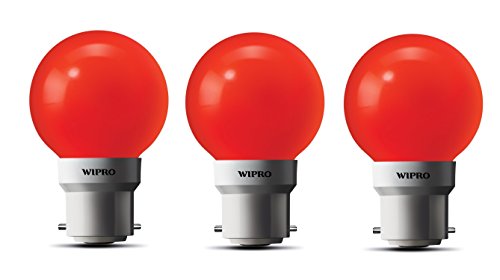 Wipro Safe Light N10006 B22 0.5-Watt Led Night Lamp (Red, Pack Of 3)