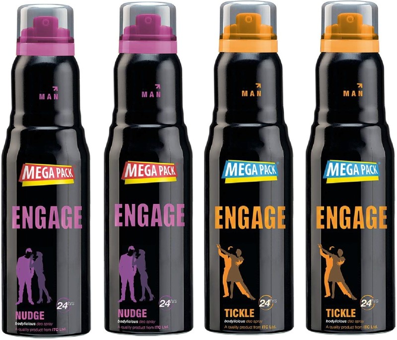 Engage Deo Combo, 2 Nudge (220Ml) & 2 Tickle (220Ml), Deodorant Spray (Pack Of 4) Deodorant Spray  –  For Men(880 Ml, Pack Of 4)