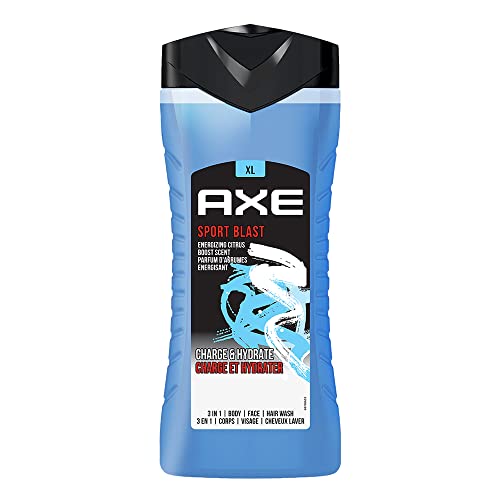 Axe Sports Blast 3 In 1 Body, Face & Hair Wash For Men, Long-Lasting Refreshing & Energizing Citrus Fragrance For Up To 12Hrs Removes Odor & Bacteria, No Parabens, Dermatologically Tested, 400Ml