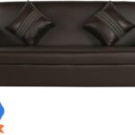 Flipkart Perfect Homes Crete Leatherette 3 Seater  Sofa(Finish Color – Dark Brown, Diy(Do-It-Yourself))