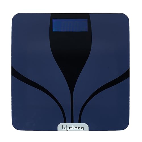 Lifelong Llws27 Digital Weighing Scale|Glass Weighing Scale Machine|Electronic Bathroom Scales & Weight Machine For Home & Human Balance Battery Included (Blue)