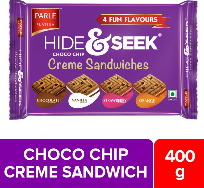 Parle Hide And Seek Choco Chip Creme Sandwiches Cookies Biscuit(400 G)