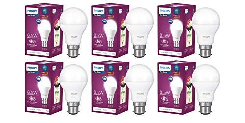 Philips Ace Saver 8.5W B22 Led Bulb, Crystal White, Pack Of 6