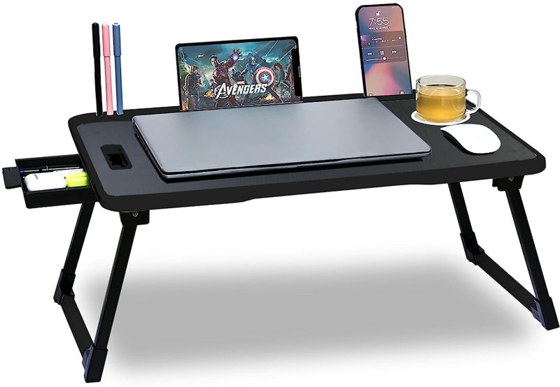 Theplatinum Foldable Multipurpose Table Wood Portable Laptop Table(Finish Color – Black, Pre Assembled)