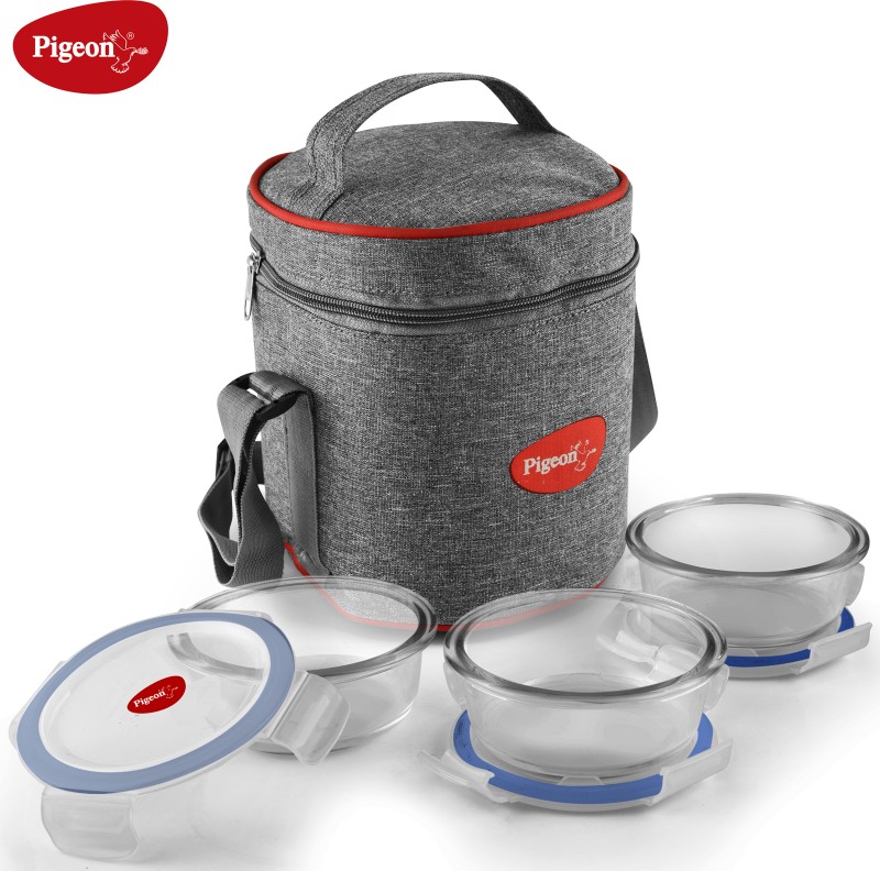 Pigeon Healthy Fresh Borosilicate Glass 3 Containers Lunch Box(400 Ml)