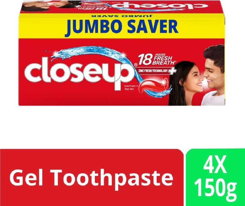 Closeup Long Lasting 18 Hours Fresh Breath & White Teeth Toothpaste(600 G, Pack Of 4)