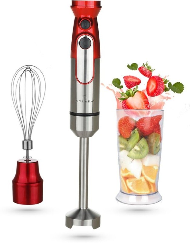 Solara 480 W Red Hand Blender(Electric Hand Blender For Kitchen With Whisk, Mixing Jar)