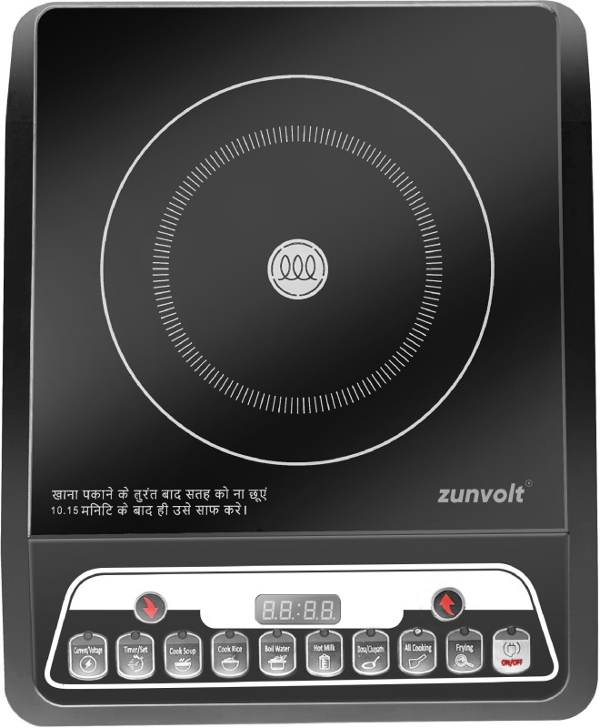 Zunvolt 2000 W Induction Cooktop Push Button(Black, 2000W Unbreakable Glass Cooltouch Shockproof)