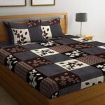 Goodrik 140 Tc Microfiber Double 3D Printed Flat Bedsheet(Pack Of 1, Brown)