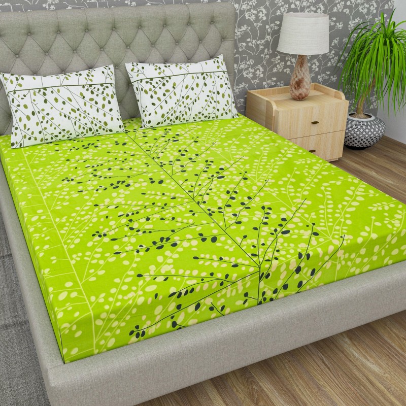 Flipkart Smartbuy 104 Tc Cotton Double Jaipuri Prints Flat Bedsheet(Pack Of 1, Green)