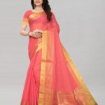 Samah Printed, Geometric Print, Embellished Bhagalpuri Silk Blend, Cotton Silk Saree(Red, Black)