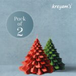 Kreyam’S Premium Christmas Tree Scented Candles Set 2 Candle(Red, Green, Pack Of 2)