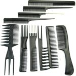 Shopee 10Pcs Pro Salon Hair Cut Styling Hairdressing Barbers Combs Brush Comb Set, Black (Set Of 10)