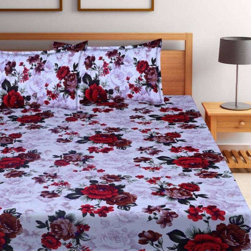 Decorum 204 Tc Microfiber Double Floral Flat Bedsheet(Pack Of 1, Multicolor)