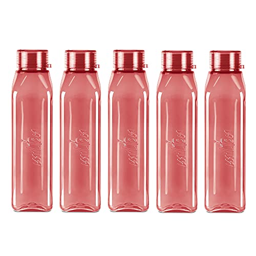 Milton Prime 1000 Pet Water Bottle, Set Of 5, 1 Litre Each, Burgundy | Bpa Free | 100% Leak Proof | Office Bottle | Gym Bottle | Home | Kitchen | Travel Bottle | Hiking | Treking Bottle