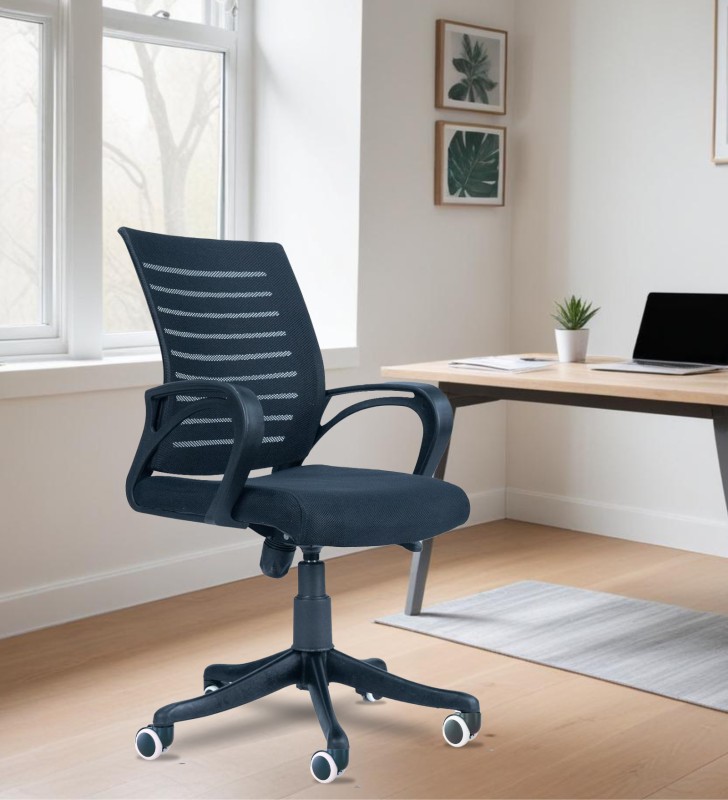 Medallion Comfortable Revolving Adjustable Height Office Executive Chair Nylon Office Arm Chair(Black, Optional Installation Available)