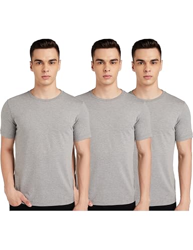 Amazon Brand – Symbol Men’S Solid Cotton T Shirt | Plain | Round Neck | Half Sleeve – Regular Fit | Combo Pack Of 3 (Available In Plus Size) (Grey_S)