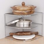 Pexmon Utensil Kitchen Rack Steel Stainless Steel Multipurpose Kitchen Corner Shelf Rack Stand