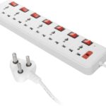 Skeisy Ext-107 Switch Universal Surge Protector With 7 Socket 7 Switch 7  Socket Extension Boards(White, Red, 3 M)