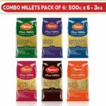 Manna Browntop, Foxtail, Kodo, Proso, Barnyard & Little High Fiber Unpolished Mixed Millet(3 Kg, Pack Of 6)