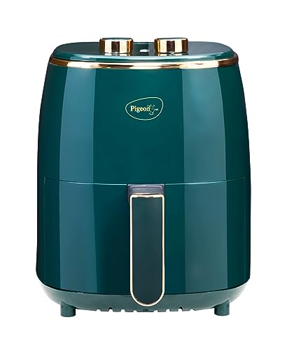 Pigeon Healthifry Manual Air Fryer, 360° High Speed Air Circulation Technology 1200 W With Non-Stick 4.2 L Basket – Green