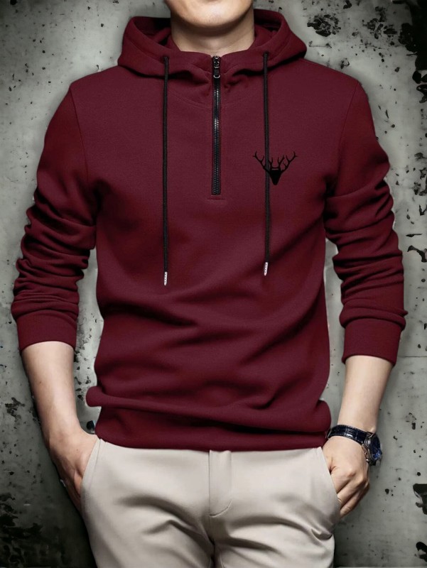 Indiclub Full Sleeve Self Design Men Sweatshirt