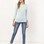 Marks & Spencer Solid Women Round Neck Blue T-Shirt