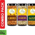 Hobby Herbs Almonds , Cashew & Raisins Combo 300Gm ( 3 X 100Gm ) | Dryfruits Combo | Almonds, Cashews, Raisins(3 X 100 G)