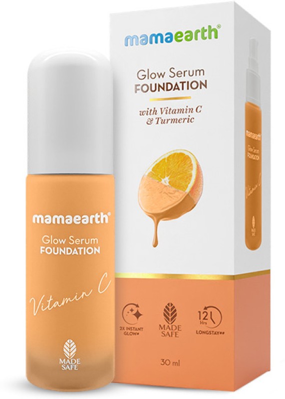 Mamaearth Glow Serum Foundation With Vitamin C & Turmeric For 12-Hour Long Stay Foundation(Toffee Glow, 30 Ml)