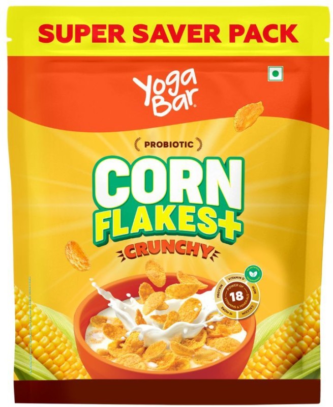 Yogabar Cornflakes Original Crunchy Breakfast Cereals With Probiotics, High Fibre Pouch(850 G)