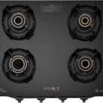 Blowhot Premium Design Emerald Heavy Tornado Brass Burners, 2-Year Warranty, Toughened Glass, Iron Automatic Gas Stove(4 Burners)