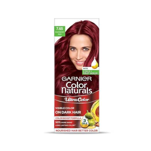 Garnier, Hair Colouring Creme, Long-Lasting Colour, Smoothness & Shine, Color Naturals, Shade: 7.65 Raspberry Red, 55Ml + 50G