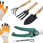 Agt 3Pcs Wooden Handle Cultivator Free Rubber Hand Gloves Garden Tool Kit(5 Tools)