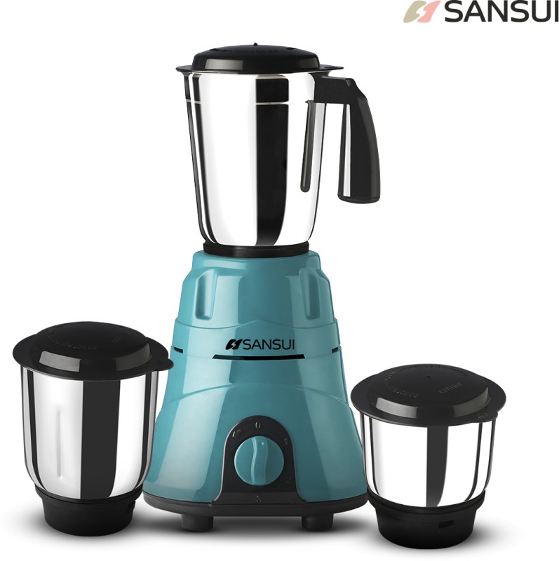 Sansui Plus 500 W Juicer Mixer Grinder(Allure Plus | 3 Jars | Black, Blue)