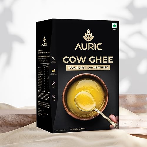 Auric Lab Certified Cow Ghee 1L | 100% Pure And Natural | Desi Ghee | Highly Nutritious | Helps Keep Your Heart Healthy | Boost Immunity & Energy