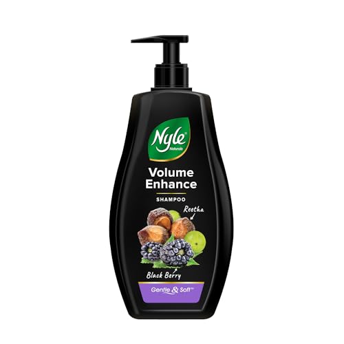 Nyle Naturals Volume Enhance Shampoo 1 L, For Long & Voluminous Hair With Blackberry, Reetha, & Amla | Ph Balanced & Paraben Free Gentle & Soft Shampoo For Women & Men