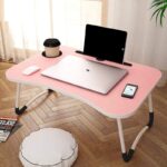 Hf Harsh Fashion Wood Portable Laptop Table(Finish Color – Pink, Pre Assembled)