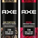 Axe Dark Temptation & Intense Deodorant Spray  –  For Men(430 Ml, Pack Of 2)