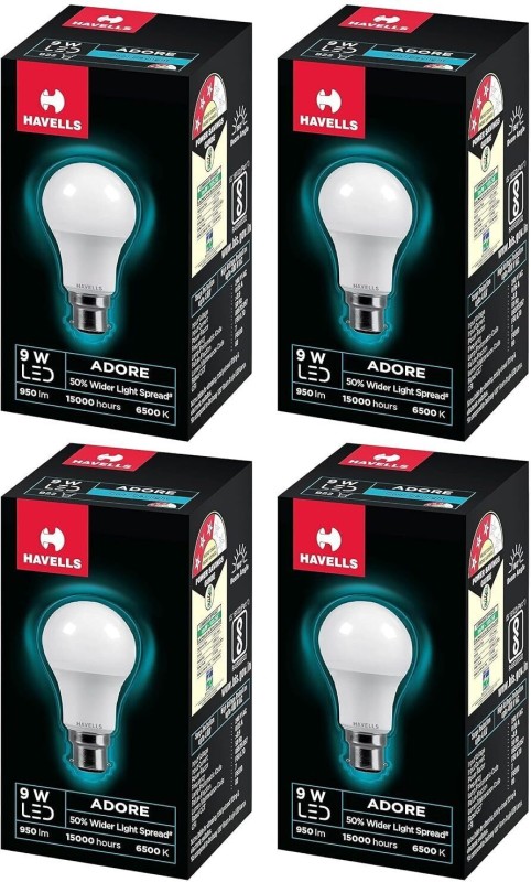 Havells 9 W Round B22 Led Bulb(White, Pack Of 4)