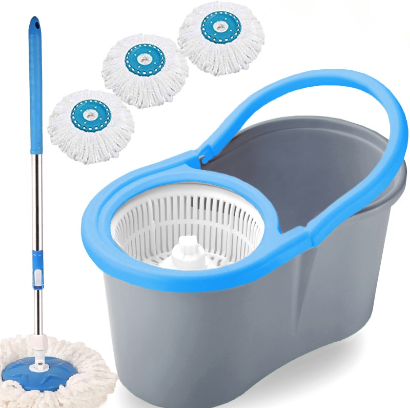 V-Mop Premium Classic Grey Spin Bucket Mop Set Mop Set(Multicolor)