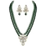 Peora Gold Plated Crystal Pearl Long Necklace With Drop Earrings Traditional Ethnic Jewellery Set For Women